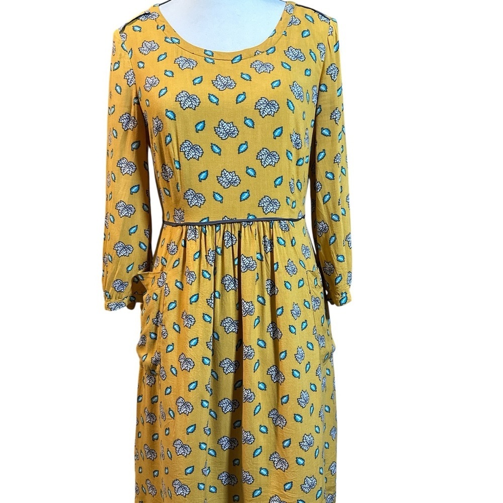 Boden Yellow Floral Long Sleeve Dress